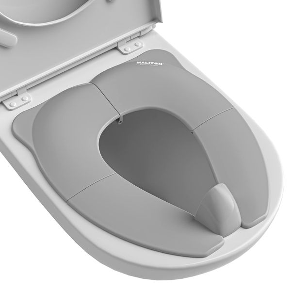 Travel Potty Seat for Toddler & Kid, Maliton Portable Foldable Potty Seat with Storage Bag for Toddler Travel, Non-Slip Potty Training Toilet Seat Cover wth Splash Guard (Grey)