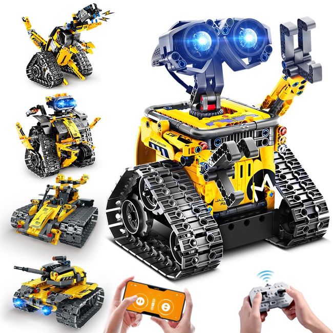 INSOON Robot Toys for Kids Building Set, 520 PCS App & Remote Control Robotics Kit 5-in-1 RC Wall Robot/Engineer Robot/Dinosaur Building STEM Toys Gift for Kids 6 7 8 9 10 11 12+ Years Old Boys Girls