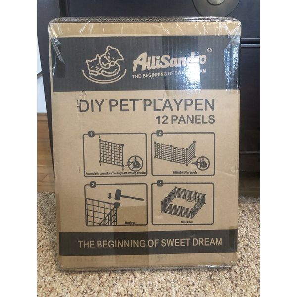 AlliSandro DIY Small Animal Pet PlayPen, 12 Black Panels, New