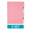 Elba 5 Pack A4 File Dividers, 10 Part Card Folder Dividers