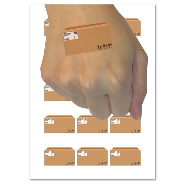 Shipping Package Box Mail Parcel Temporary Tattoo Water Resistant Fake Body Art Set Collection - 15 2" Tattoos (1 Sheet)