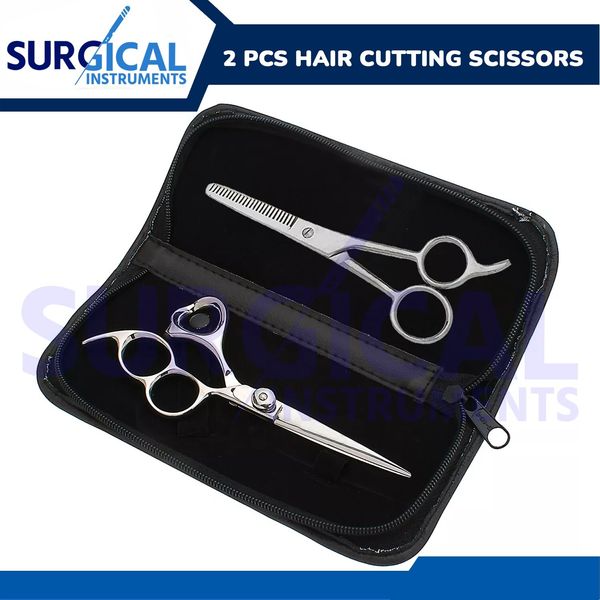 2 Pcs Hair Cutting Scissors Thinning Shears Professional Barber Sharp German Gr
