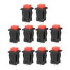sourcing map 12mm Mounting Hole Red Square Latching Push Button Switch SPST NO 10pcs