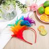 Dilunave Colorful Feather Headband Fascinator Headbands Cosplay Hair Bands Carnival Party Headdress Rainbow Headband Feather Headdress CostumeEaster Day, Wedding, Halloween Party (Bright Color), M