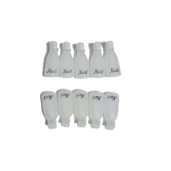 Nail removal clips, clear (white), set of 10, soak-off clips, nail-off clips