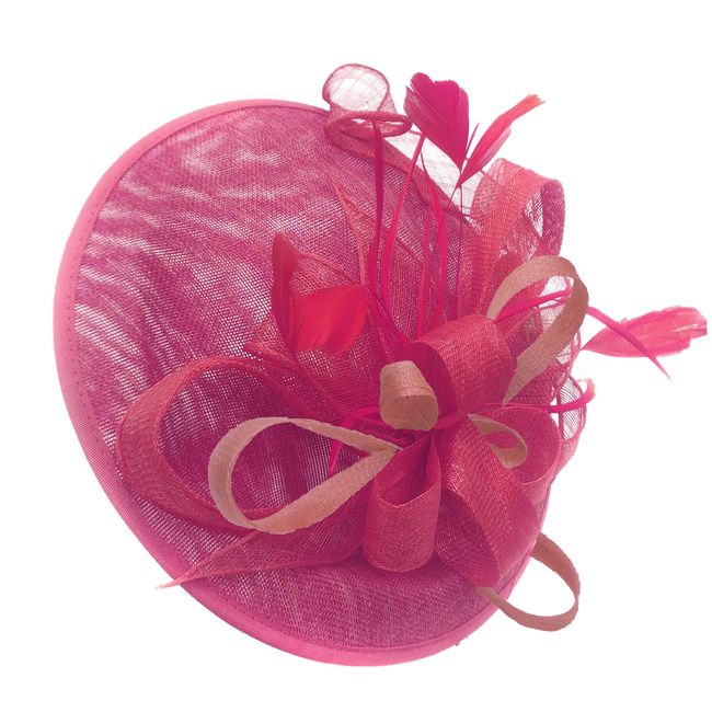 Caprilite Fuchsia and Dusty Pink Sinamay Big Disc Saucer Fascinator Hat for Women Weddings Headband