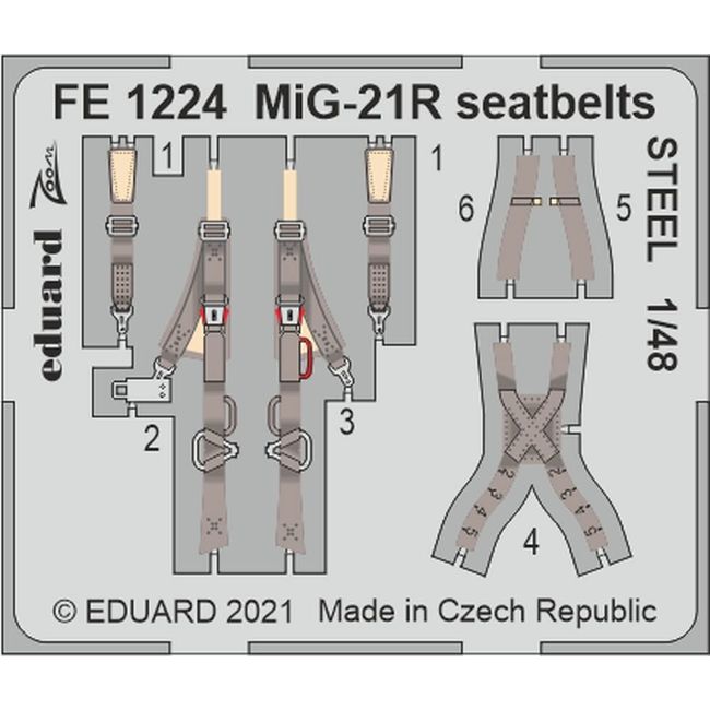 Eduard 1/48 Zoom Series MIG MiG-21R Fish Bed Seat Belt (For Eduard) Plastic Model Parts EDUFE1224