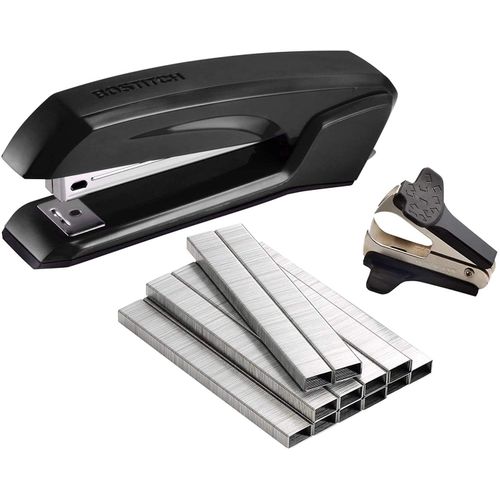 Bostitch Office Ascend 3 in 1 Stapler Value Pack, 20 Sheet Capacity, Includes 5000 Staples, Integrated Remover & and Extra Staple Remover, Staple Storage Compartment, Assorted Colors (Colors May Vary)