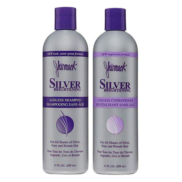 Jhirmack Silver Brightening Purple Shampoo and Conditioner Set for all types of silver, grey, and blonde hair