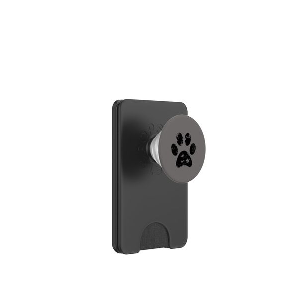Black Dog Paw Print Gray PopSockets PopWallet for MagSafe