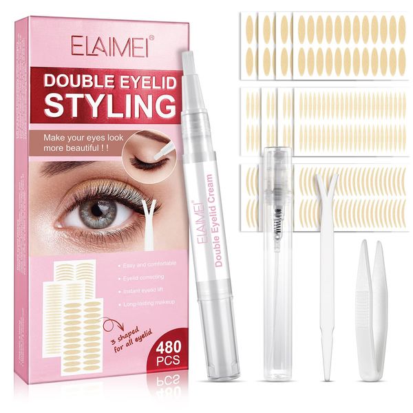 Mikabila (01)480 pezzi Adesivi a Doppia Palpebra,Strisce Adesive Invisibili,Double Eyelid Tape,Strisce Adesivi per Palpebre Cadenti,Invisibile Nastro a Doppia Palpebra,Lift Stickers for Eye Lids