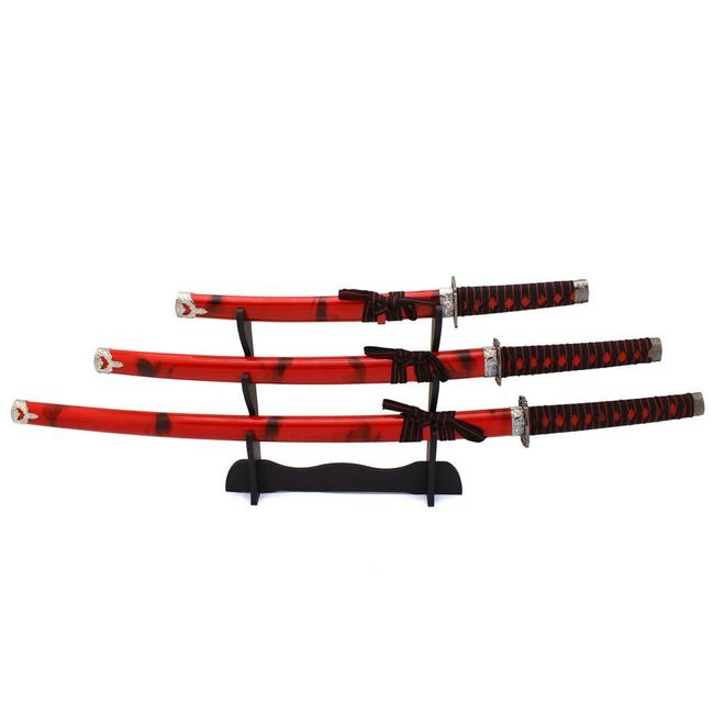 Master Cutlery 3 Piece Marble Red Katana Sword Set