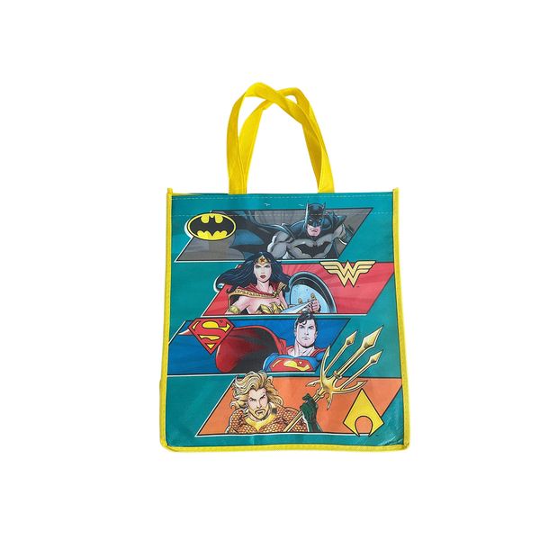 Cappy's Cool Christmas DC Comics Justice League with Superman, Batman, Aquaman, and Wonder Woman Large Reusable Tote Bag, Multi