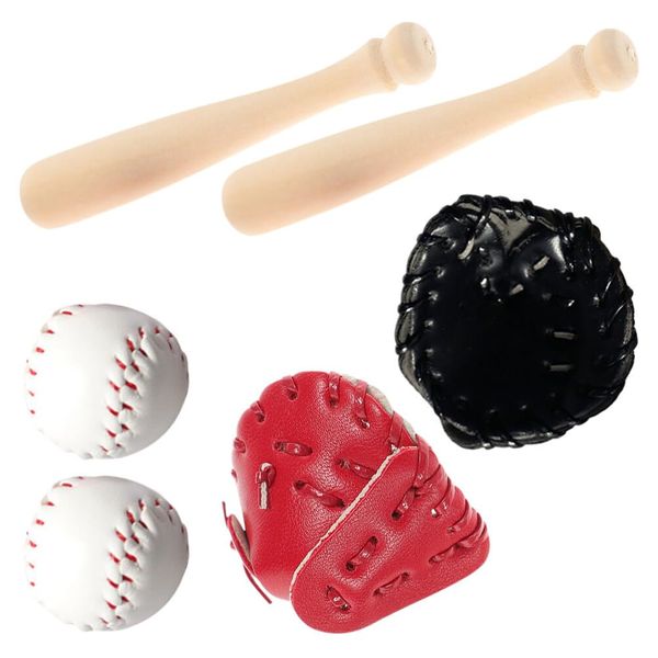 Toyvian Miniature House Sports Baseball Bat Glove and Ball Set Mini House Decoration Accessories Mini Baseball Party Favors