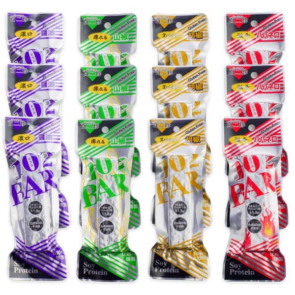 102 Bar Set of 4 Flavors (Habanero, Japanese Pepper, Soy Sauce, Pepper) [Soy Protein Bar, Delicacy, Delicious Tofu, Vegan, Vegan, Sake Dish]