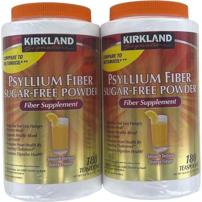 Kirkland Sugar Free Psyllium Fiber Supplement Powder 2x180 Doses Heart Health