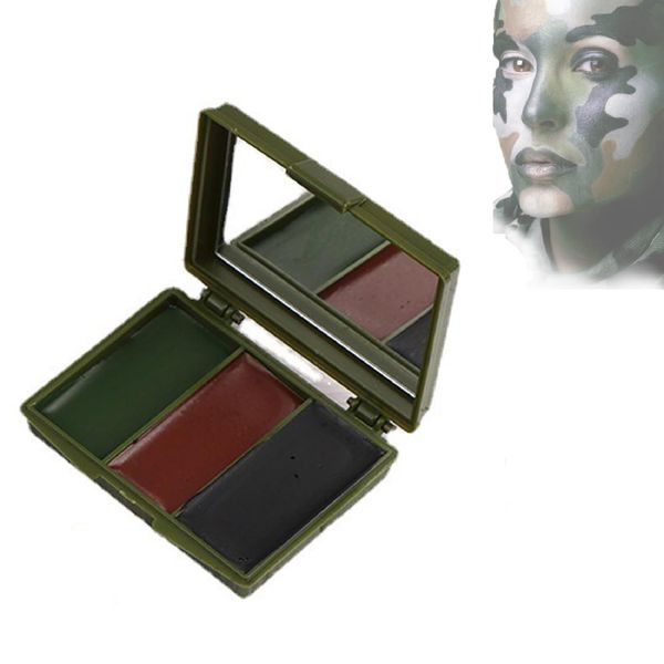 Dyceittdia 3 Farben Camouflage Face Painting Kit, Gesichtsbemalungsset mit Spiegel, Camouflage-Creme, 3 Farben Gesicht & Körper Camouflage Set, Militärisches Camouflage Makeup