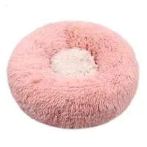 Round Furry Anti Anxiety Washable Dog Cat Bed, Calming Donut Pet X-Large Pink