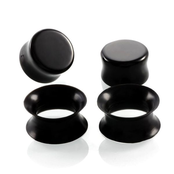 HQLA 2 Pairs Black Natural Obsidian Stone/Ultra-Thin Silicone Ear Gauges Plugs Tunnels Expanders Stretcher Body Piercing Jewelry,2g-5/8''(6mm-16mm) … (00g(10mm))