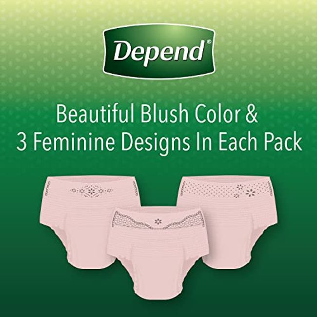 Depend Fresh Protection Adult Incontinence Underwear for Women (Formerly  Depend Fit-Flex), Disposable, Maximum, Extra-Large, Blush, 15 Count, Incontinence