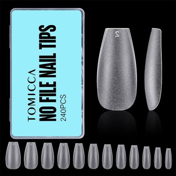 TOMICCA Nail Tips, Nail Glue, Suit, For Salons, Nail Tips, Natural Fit, For Practice, For Salons, Self-Nails (Ballerina M)