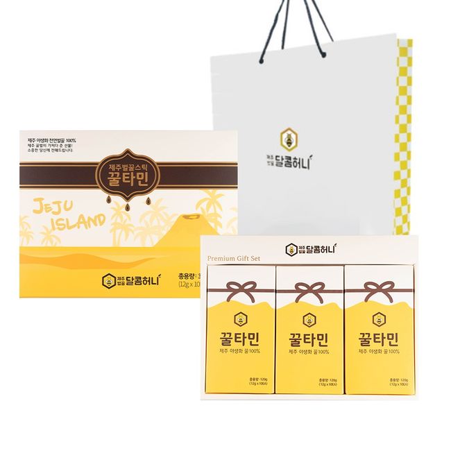 Honey Tamin Jeju Honey Stick Gift No. 6 10p + shopping bag, 120g, 3ea