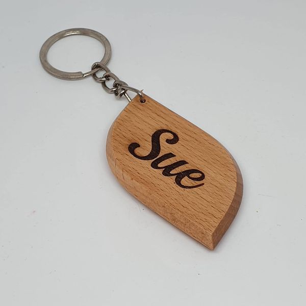 Sue Personalised Name Engraved Wooden Keyring Keychain Key Ring