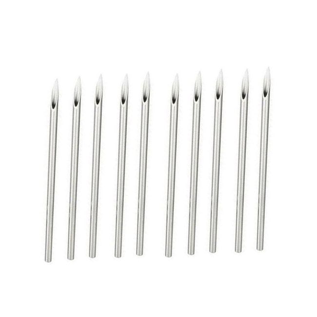 10PCS Silver Steel Safety Ear Body Nose Lip Navel Piercing Needle Pierce Tool Tattoo Supply Beauty Kit with Individual Package (18G)