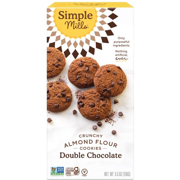 Simple Mills Almond Flour Crunchy Cookies, Double Chocolate Chip - Gluten Free, Vegan, Healthy Snacks, Made with Organic Coconut Oil, 5.5 Ounce (Pack of 1)