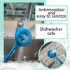 EOT Wellness Bendable Long Handled Silicone Body Brush & Hair Scrubber - Bath Shower Back Brush, Shampoo Hair & Scalp Massager, Back Scrubber for Shower (Blue Sapphire)