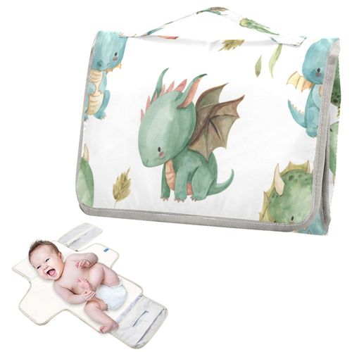 Kigai Portable Diaper Changing Pad Cute Dragon Baby Changing Pad Waterproof Foldable Travel Changing Mat for Baby Shower, Newborn Girls and Boys
