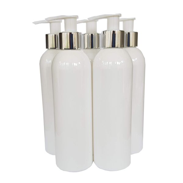 Detail solutions 5 x 250ml tall white bottles with pump lotion dispenser