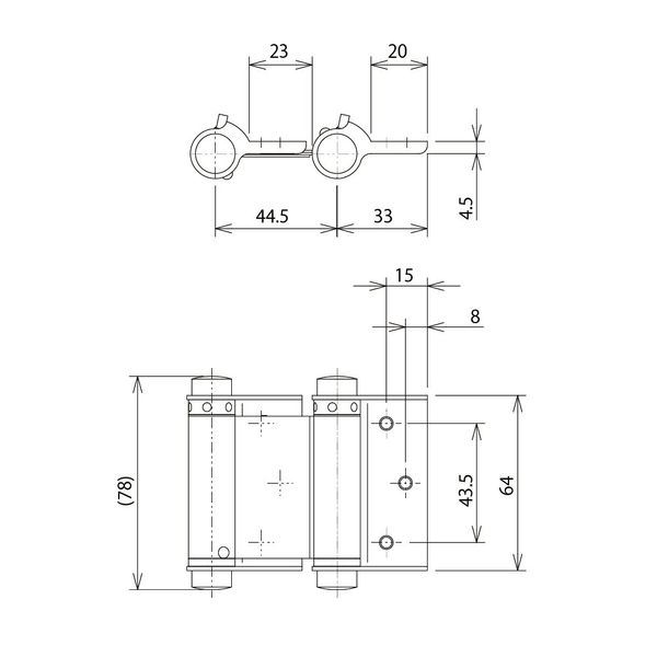 Shimizu OS Free Hinge, Double Opening, 2.5 inches (64 mm), Iron (Black Painting), Set of 2 (Model Number: H-12)