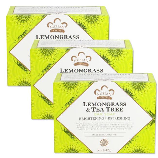 [Set of 3] Nubian Heritage Lemongrass &amp; Tea Tree Soap Bar (Contains Orange Peel) 141g Nubian Heritage Hand Washing Preventive Moisturizing Soap Hand Soap