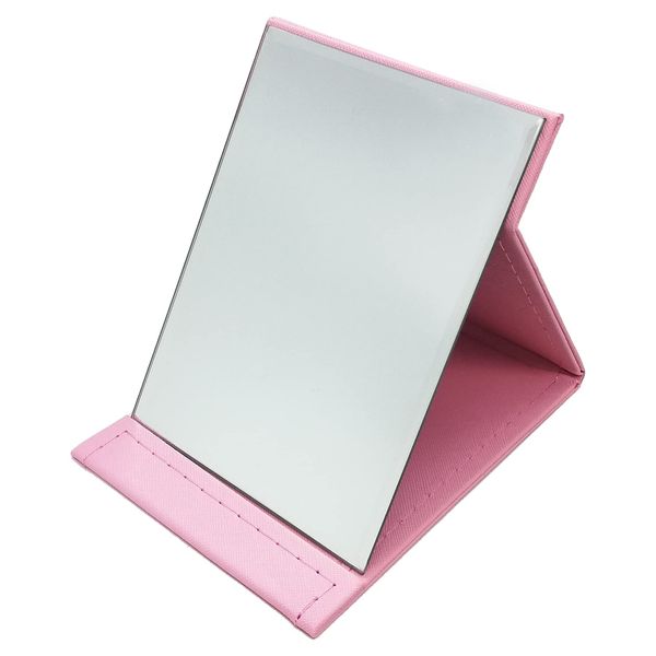 Fuji Sky Tabletop Hand Mirror, Foldable, We Are Confident In The Cover Material! L Size 10.0 x 7.1 inches (25.7 x 18.0 cm), Pink