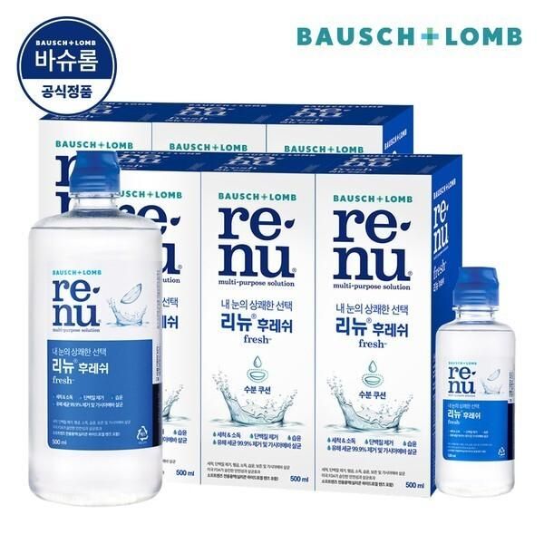 Renew Fresh 500ml x 6 + 120ml Lens Cleaning Solution Cleaning Solution Maintenance Solution Preservative Saline Cleaner