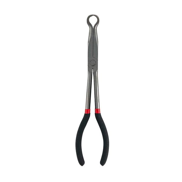 QWORK® Langbeckzange mit Ringspitze ,Telefonzange gebogen , 280 mm