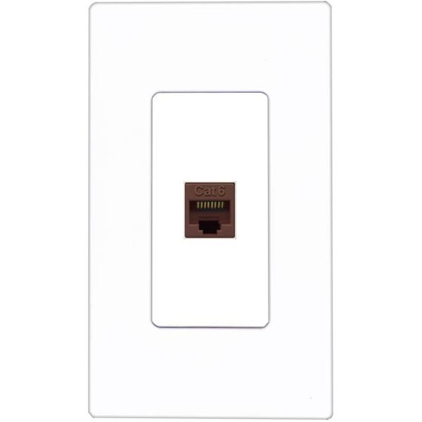 RiteAV CAT6-BROWN Wall Plate Screwless [White]