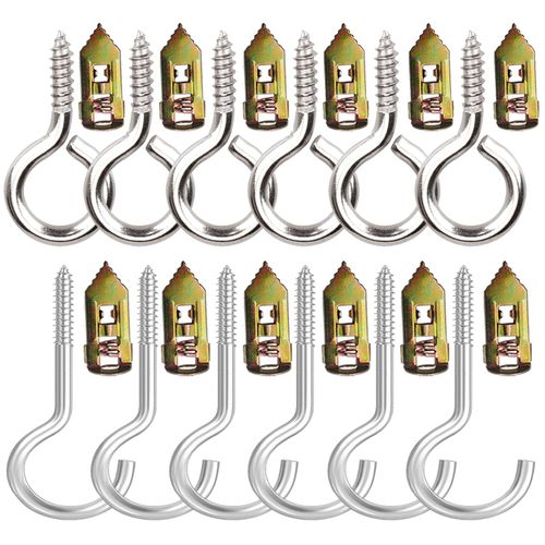 TFXXSJWY 12 Pcs Screw Hooks, Metal Eye Screws, Stainless Steel Heavy Duty Eye Screw Hooks for Hanging Outdoor String Lights, Cup, Wind Chimes, Patio Lights & Party Decors, 2.2 Inches