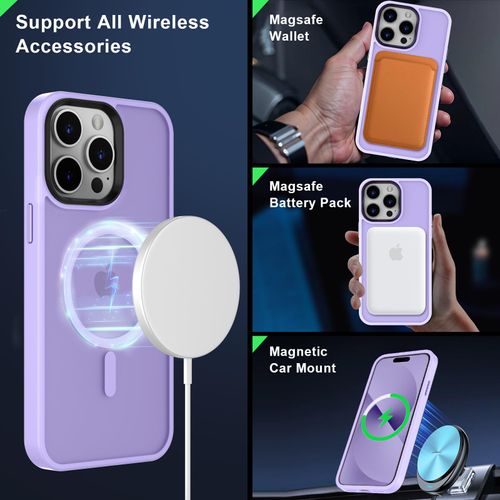 MOCCA Strong Magnetic for iPhone 14 Pro Max Case [Compatible with Magsafe] [10FT Military Grade Protective] Translucent Matte Slim Shockproof Case for iPhone 14 Pro Max 6.7" - Light Purple