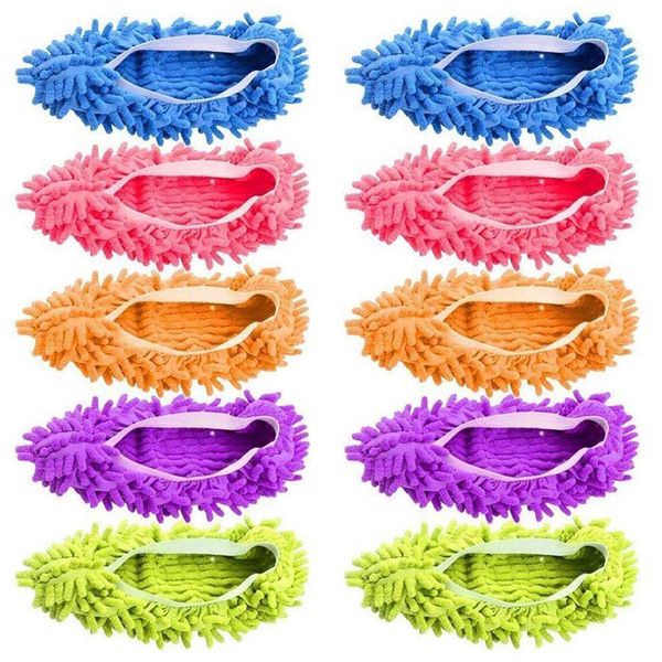 Mop Slippers,Mop Socks,Microfiber Floor Cleaner Foot Slippers Shoe Covers Dust Mop Slippers Duster House Cleaning for Men Women Bathroom,Office,Kitchen,House Polishing,Washable,5 Pairs[10 PCS]