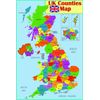 laminated Educational wall poster UK counties map | GB Great Britain counties Poster