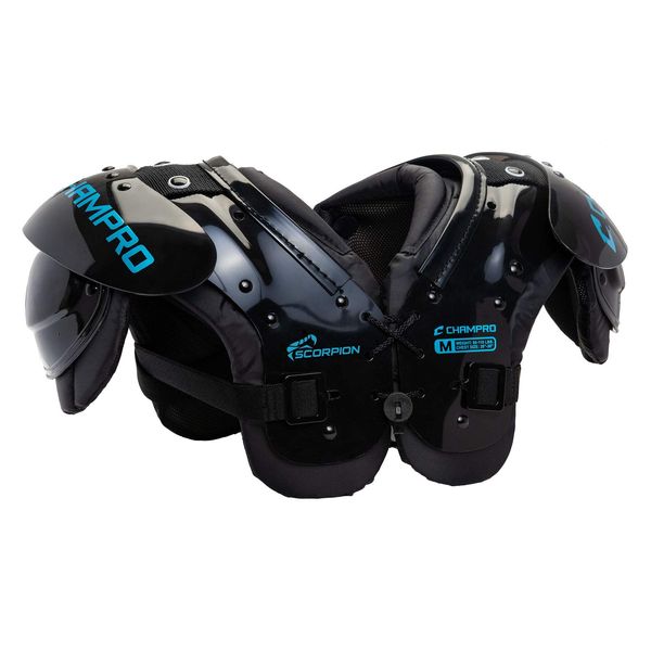 CHAMPRO Youth Scorpion Shoulder Pad, Black, Blue, Under 40 lbs (FSP5)