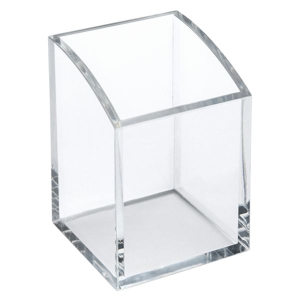 OSCO Clear Acrylic Square Pen Pot | Pencil Holder | Desk Tidy | Office Organiser | Makeup Storage | Cosmetics Display | H10 x W7 x D7 cm |