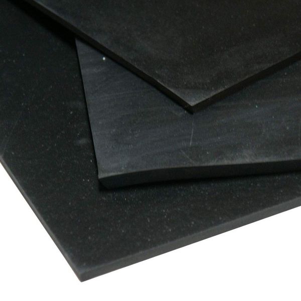 Neoprene Sheet, 60A Durometer, Smooth Finish, No Backing, Black, 0.125" Thickness, 12" Width, 12" Length