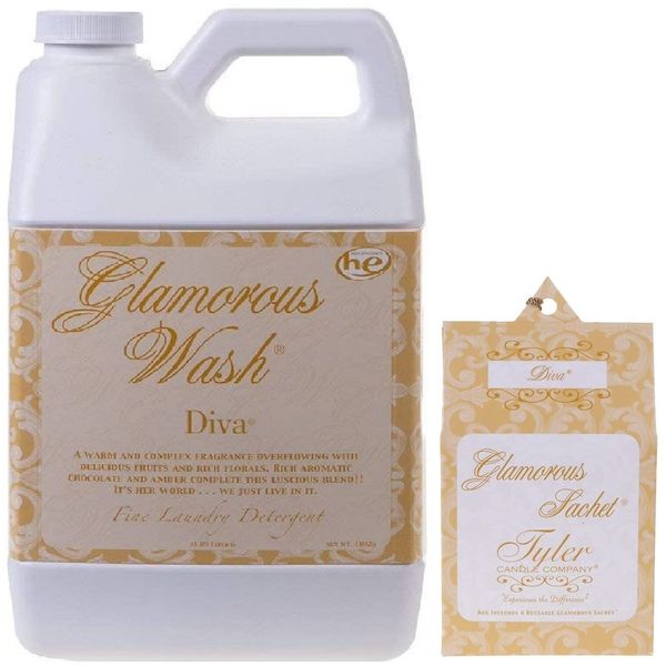 Tyler Candle Glamorous Wash Diva Laundry Detergent 64oz w/Diva Sachets Bundle