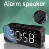 Wireless Bluetooth Digital Mirror LED Alarm Clock with Speaker MP3 Player Black