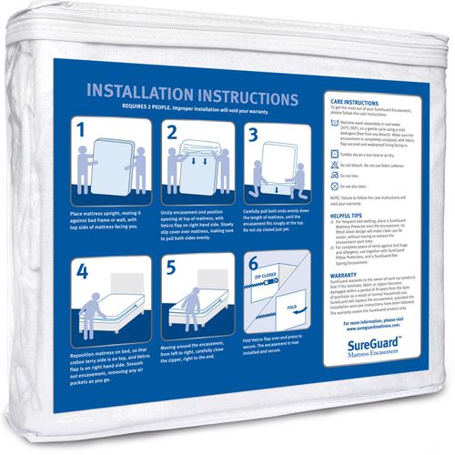 Twin (6-8 in. Deep) SureGuard Mattress Encasement - 100% Waterproof, Bed Bug Proof, Hypoallergenic - Premium Zippered Six-Sided Cover