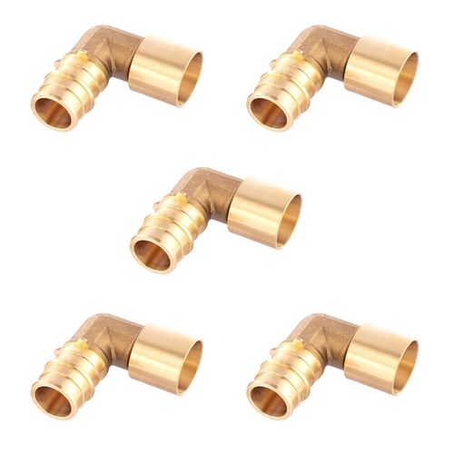 5-Pack GUOFIS PEX A Expansion Brass Fittings,1/2"x1/2" PEX-A Female Sweat Elbow Adapter Only for Pex-a Tubing(ASTM F1960)(PEX1960121-5Pack)