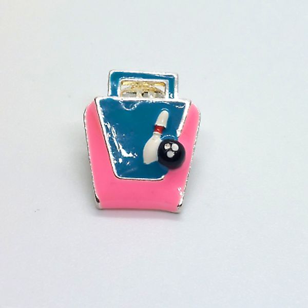 Bowling Ball Bag Pin Pink Blue Lapel Enamel Collectible